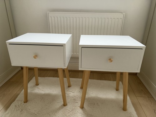 Pair white bedside tables - of,