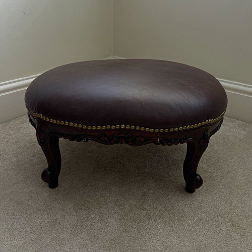 Brown round leather antique - round,