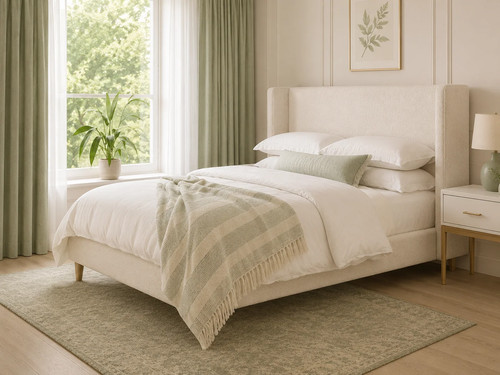 Luxury boucle upholstered bed - luxury,