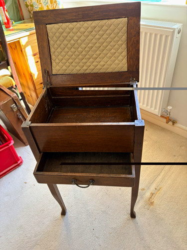 Brown wooden sewing box - wooden,