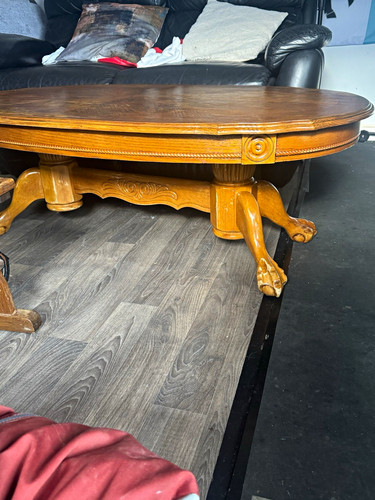 Oval wooden coffee table - oval, brown